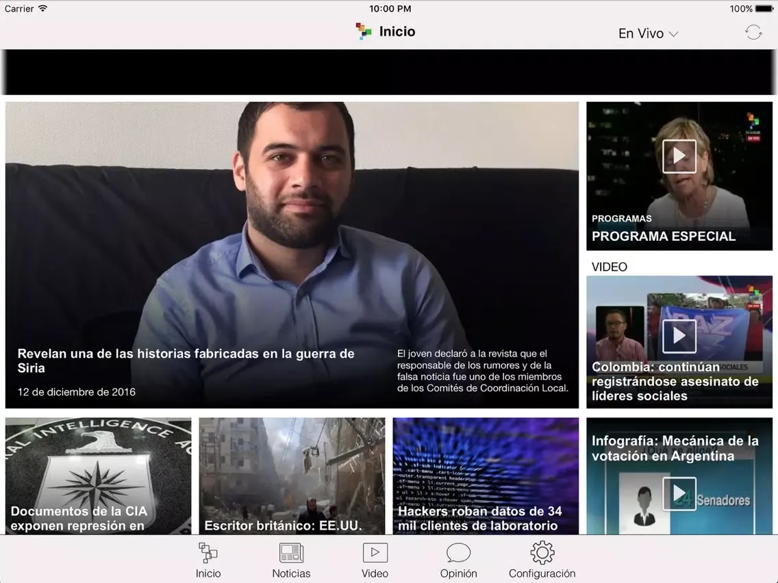teleSUR iPad 應用截圖