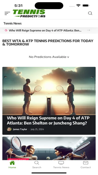 Tangkapan skrin Tennis Prediction Today
