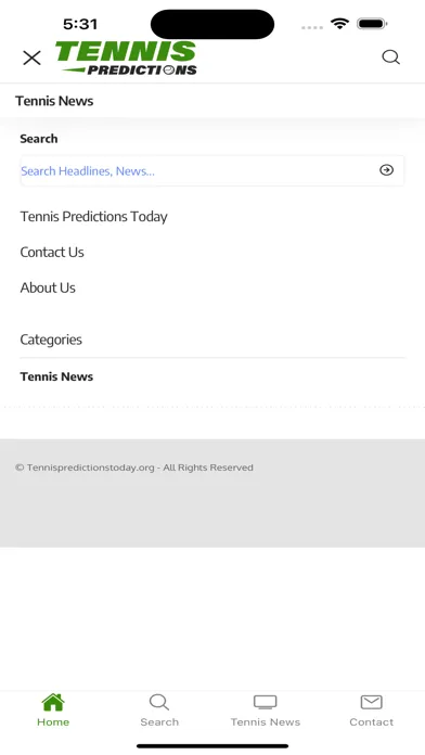 Tangkapan skrin Tennis Prediction Today