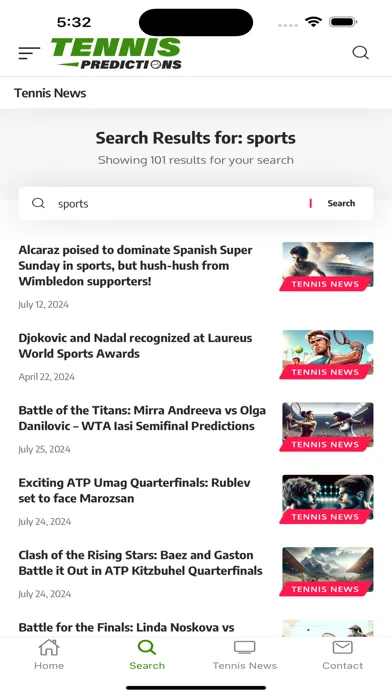 Tangkapan skrin Tennis Prediction Today