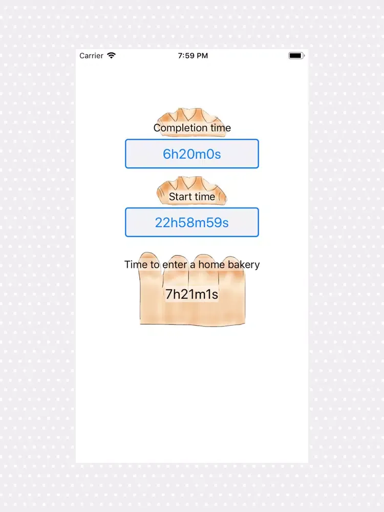 Home bakery time calculation iPad  スクリーンショット