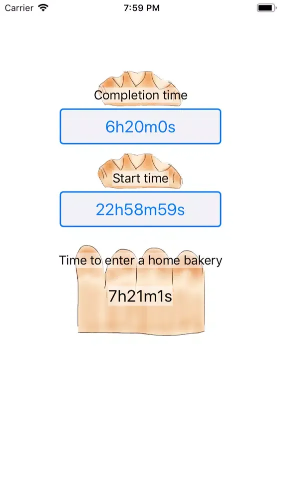 Home bakery time calculation スクリーンショット