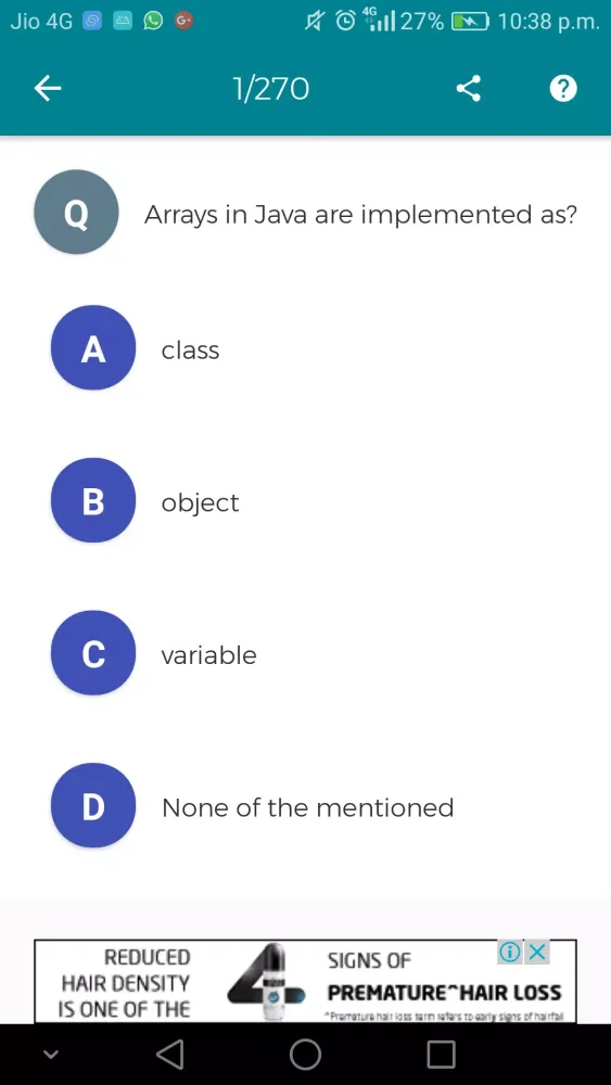 Capturas de pantalla de Java Quiz