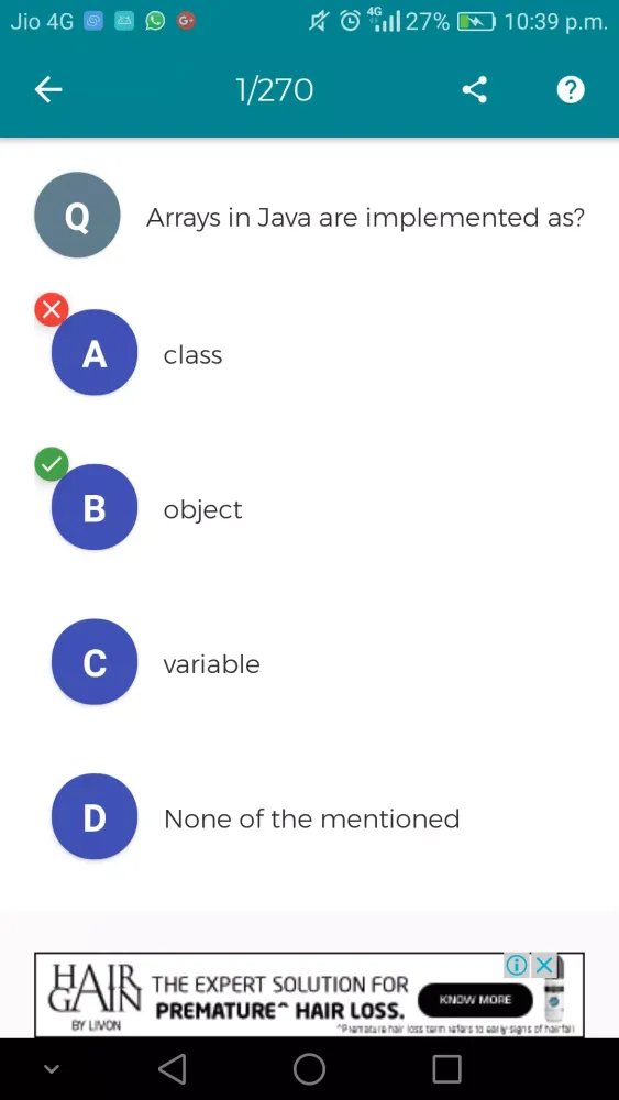 Capturas de pantalla de Java Quiz