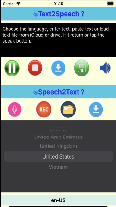Capturas de tela do Speech to Text to Speech