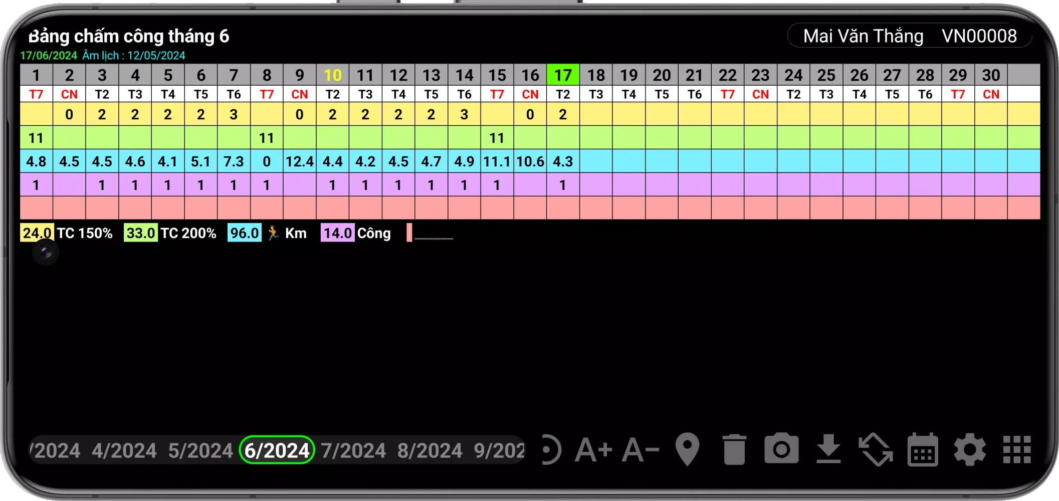 Timesheet Screenshots