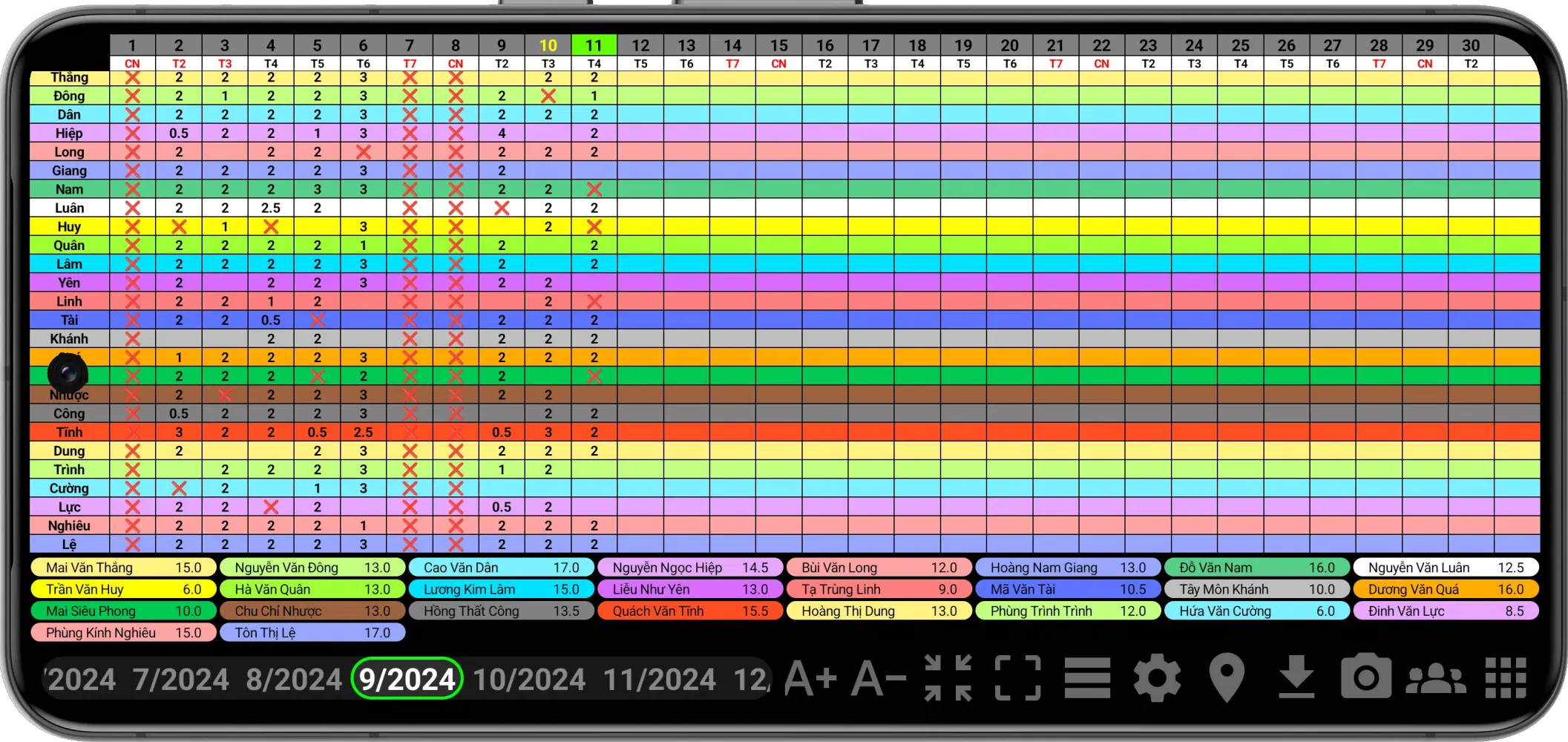 Timesheet Screenshots