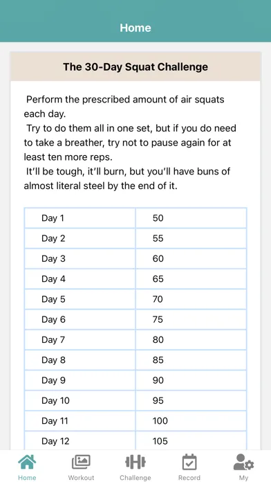The 30-Day Squat Challenge スクリーンショット