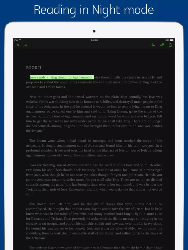 Ảnh chụp màn hình của The Iliad - notes, sync transcript iPad 