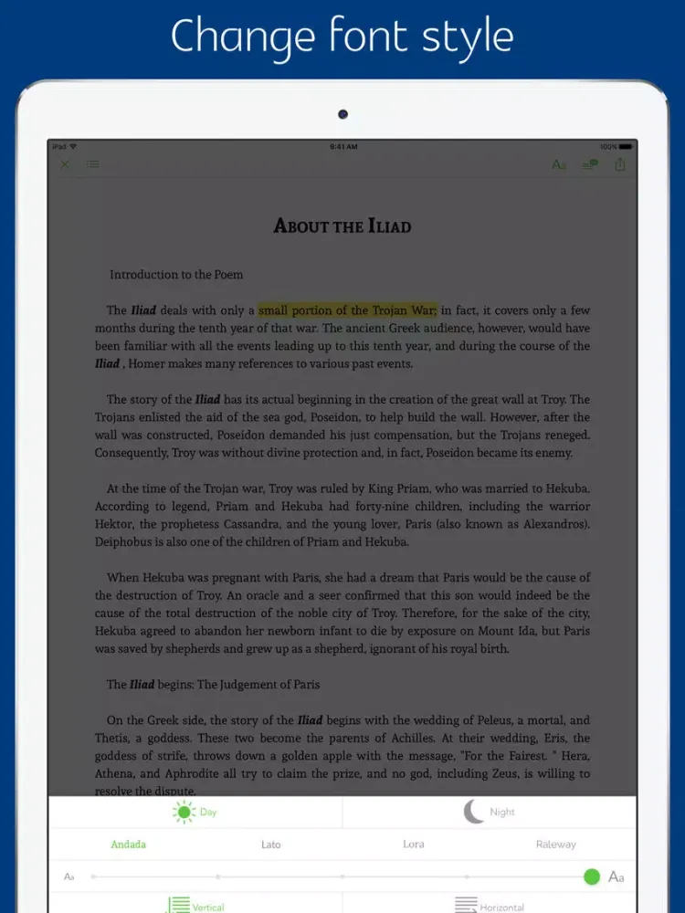 Ảnh chụp màn hình của The Iliad - notes, sync transcript iPad 