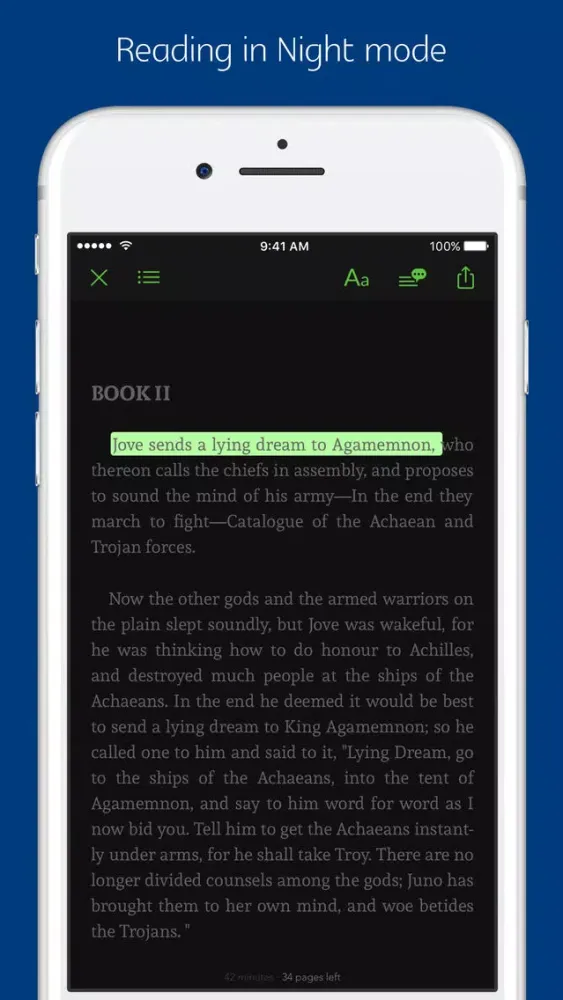 Ảnh chụp màn hình của The Iliad - notes, sync transcript