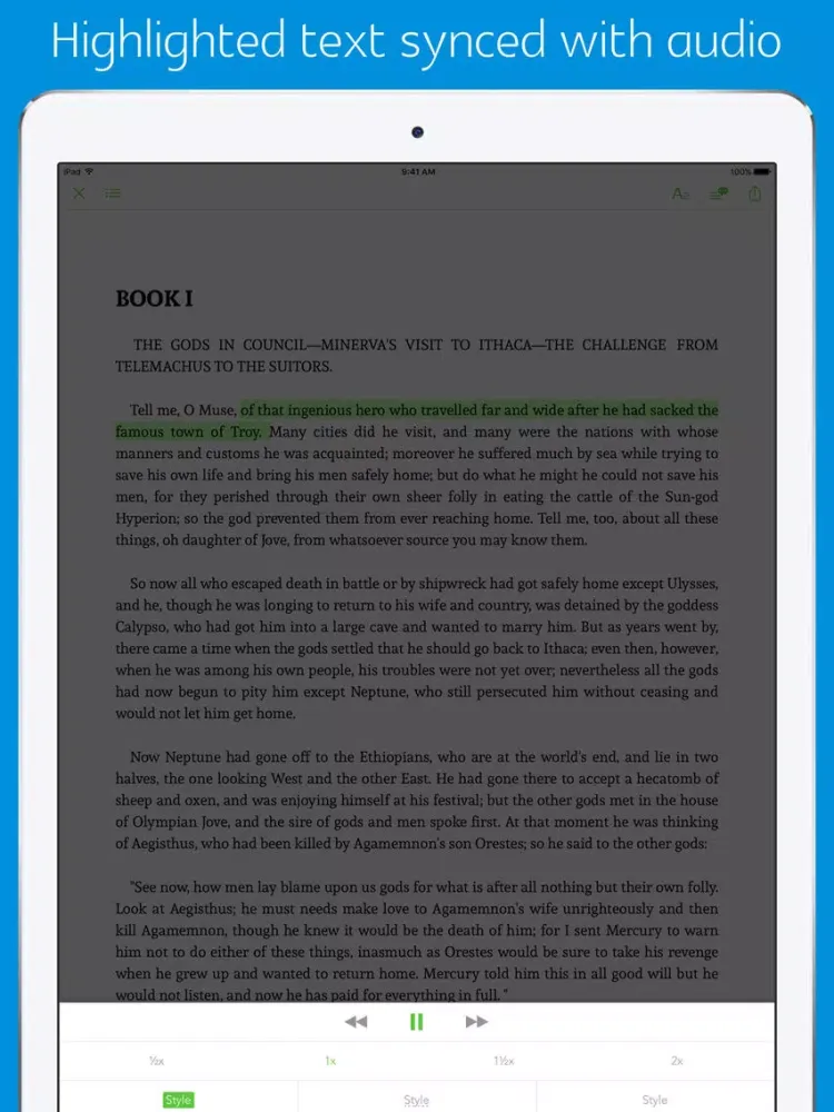 Zrzuty ekranu The Odyssey - sync transcript, notes iPad 