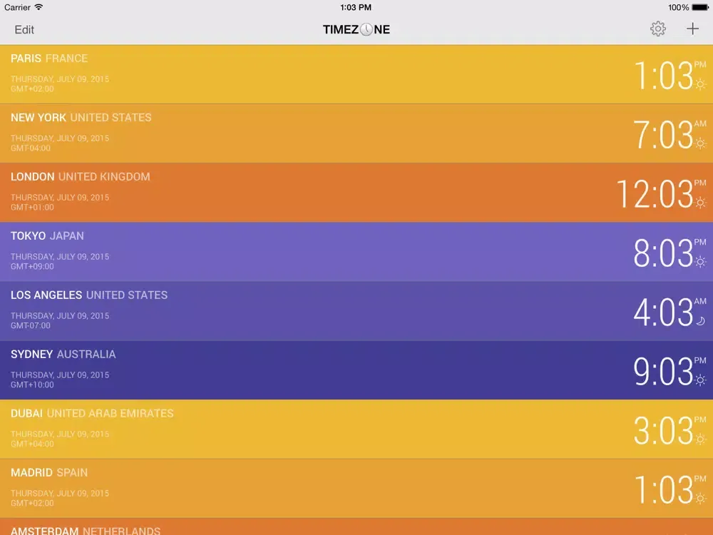 ภาพหน้าจอของ TimeZone + World Clock iPad 