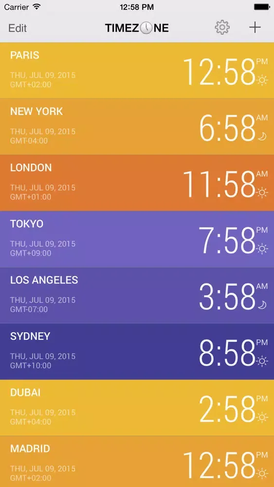 ภาพหน้าจอของ TimeZone + World Clock
