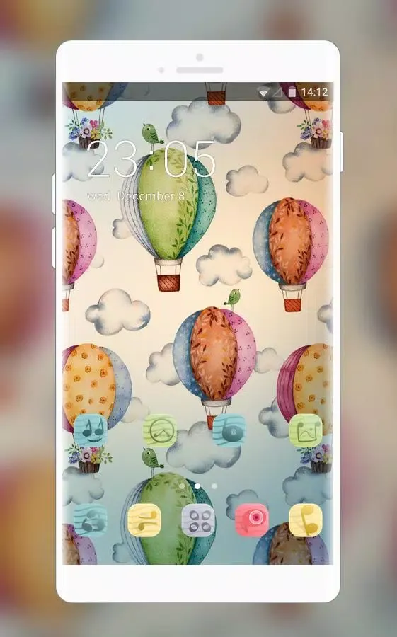 Theme for Girls: Hand Drawn Hot Air Balloon Skin Screenshots