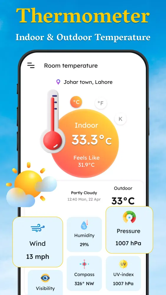 Tangkapan skrin Room Temperature, Thermometer