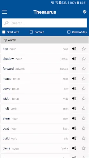 Tangkapan layar Collocations Thesaurus Offline