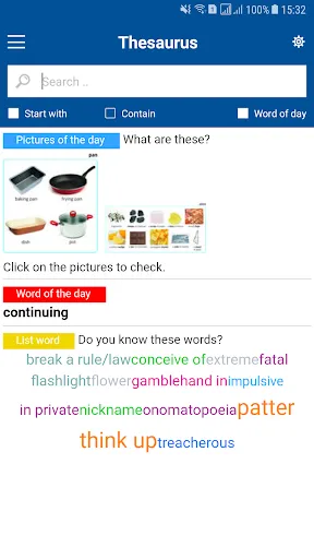 Tangkapan layar Collocations Thesaurus Offline