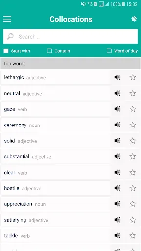 Tangkapan layar Collocations Thesaurus Offline