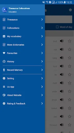 Tangkapan layar Collocations Thesaurus Offline