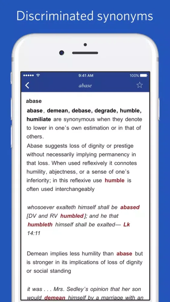Captures d'écran de Advanced English Thesaurus