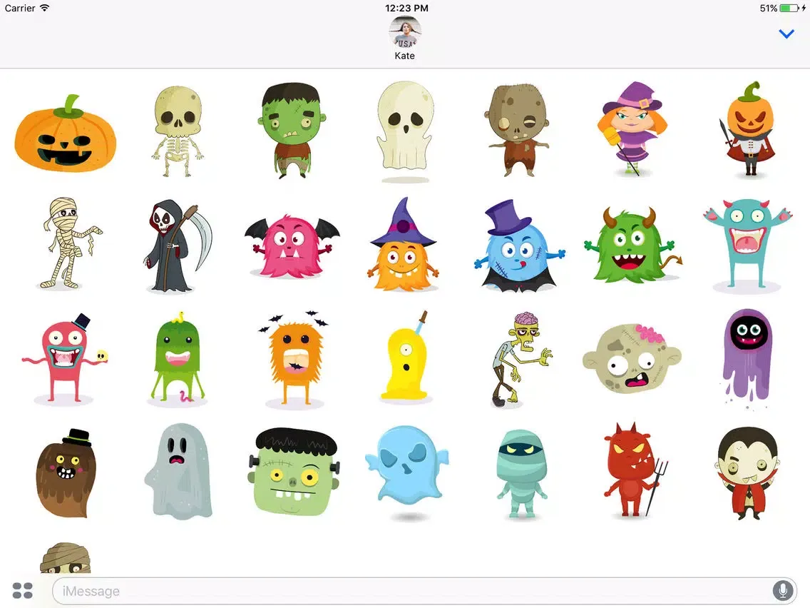 Ảnh chụp màn hình của Cute Halloween Monsters Stickerpack iPad 
