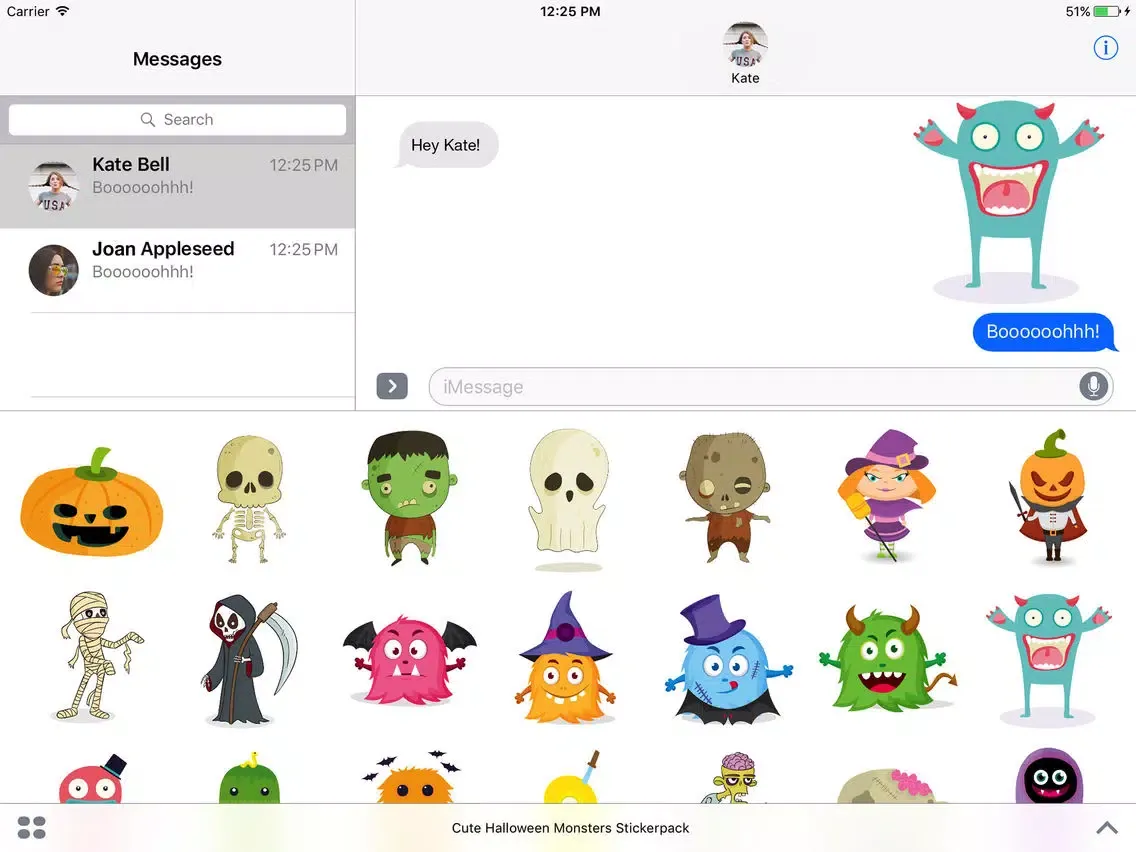 Ảnh chụp màn hình của Cute Halloween Monsters Stickerpack iPad 