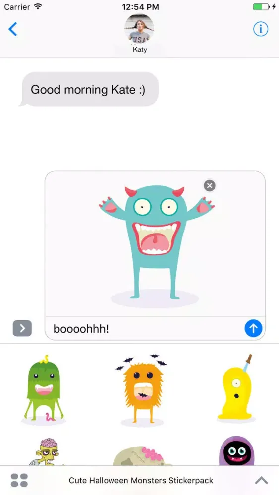 Ảnh chụp màn hình của Cute Halloween Monsters Stickerpack