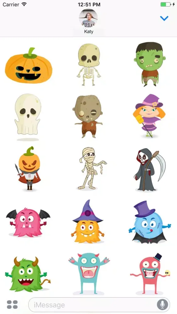 Ảnh chụp màn hình của Cute Halloween Monsters Stickerpack