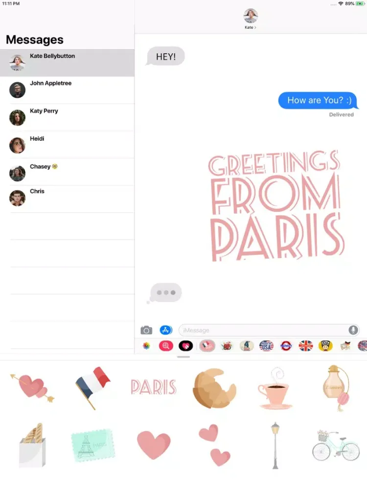 I love Paris Stickerpack iPad 应用截图