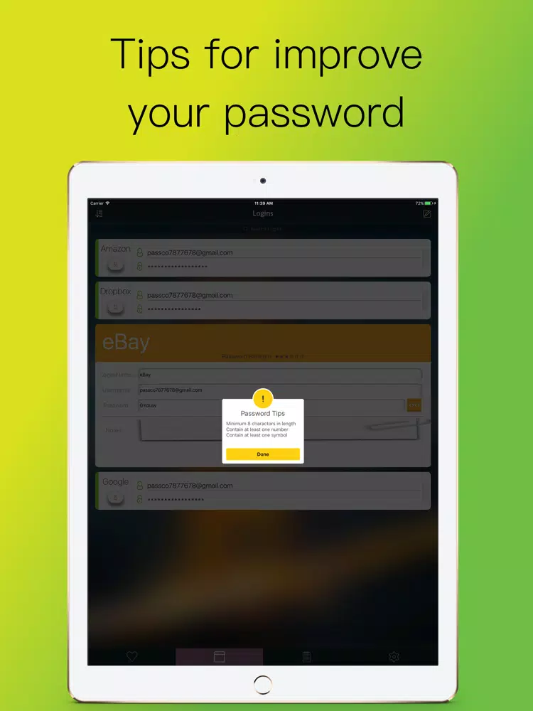 Passco Password Manager iPad  スクリーンショット