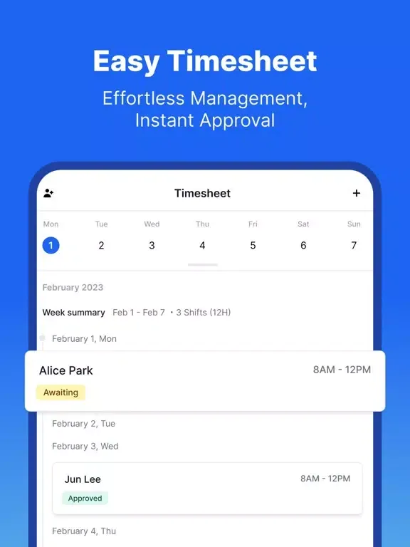Employee Timesheets Scheduling iPad  スクリーンショット