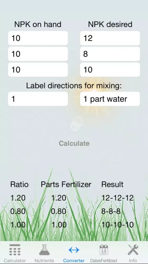 Ảnh chụp màn hình của Fertilizer Calculator