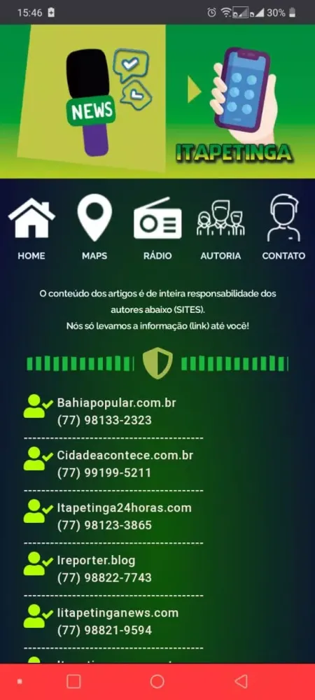 Скриншоты Itapetinga Notícias