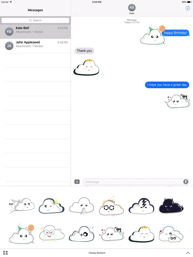 Ảnh chụp màn hình của Cloudy Stickers iPad 