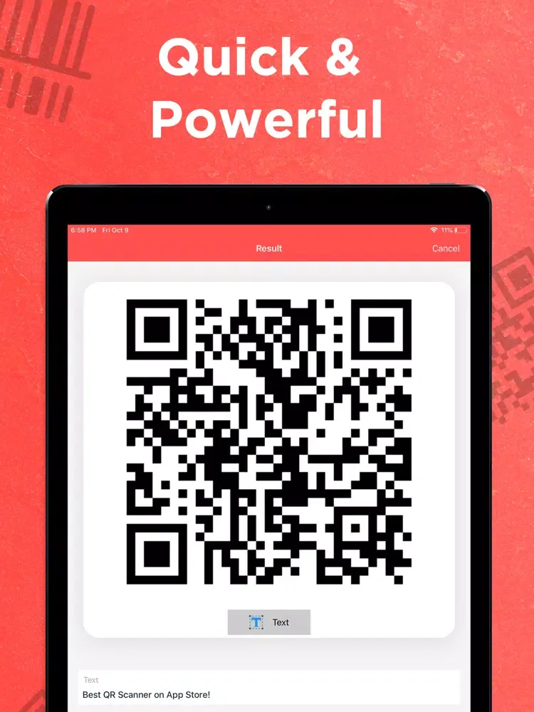 Ảnh chụp màn hình của QR Code Scanner + Reader App iPad 