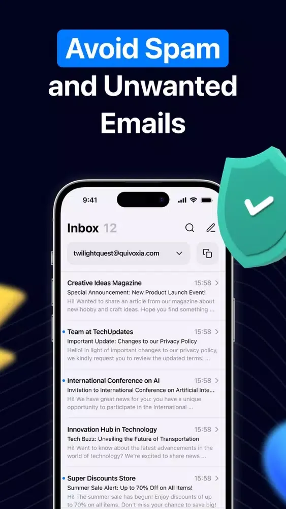 The temp email app Screenshots