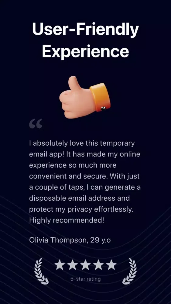 The temp email app Screenshots