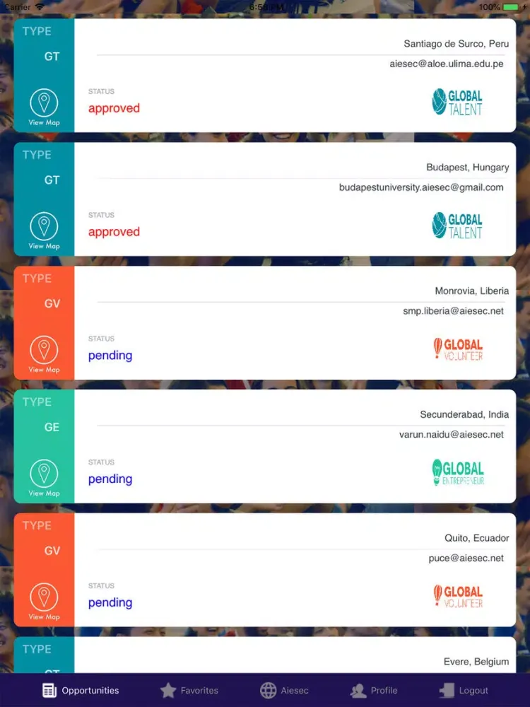 Zrzuty ekranu Aiesec Community iPad 