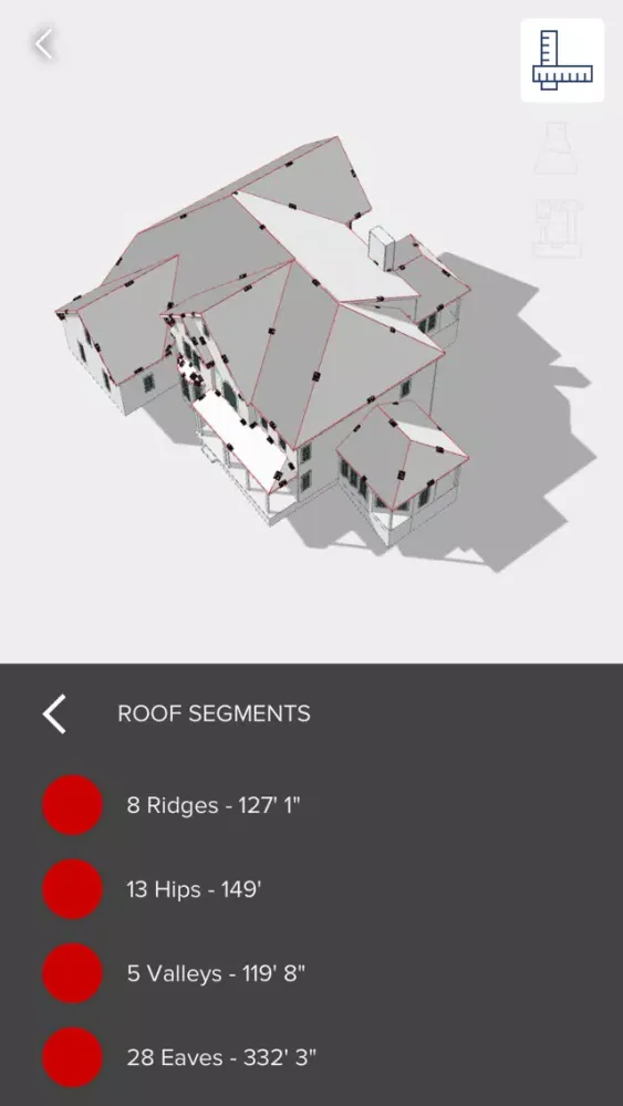 Capturas de tela do GAF e360 - Measurements in 3D