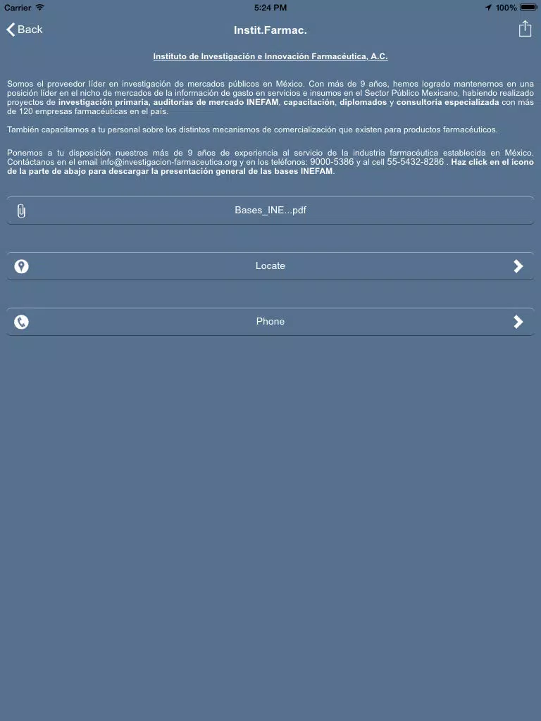 INEFAM iPad  Screenshots