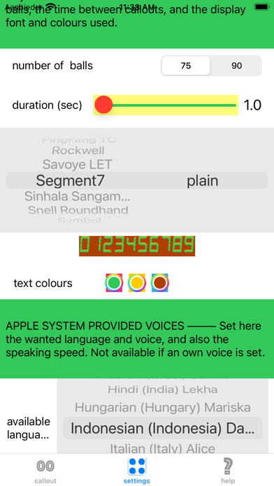 Tangkapan skrin Bingo callout