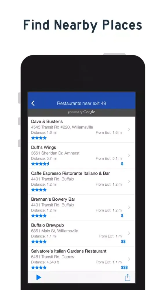 NY Thruway Guide Screenshots