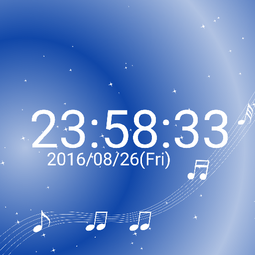 音符 卓上 時計　白い 音符　無料版　背景色を変えられる シ