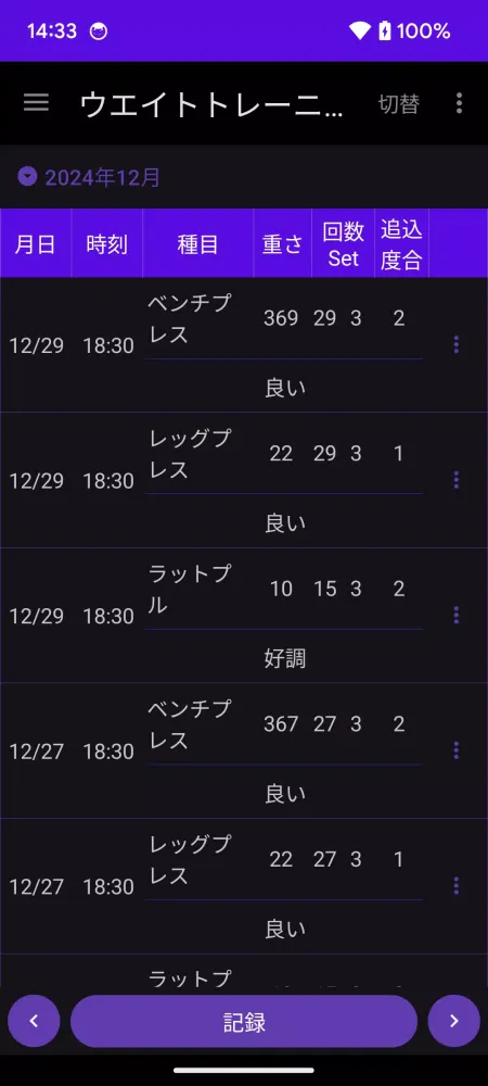 筋トレ 記録帳 筋肉トレーニング Screenshots