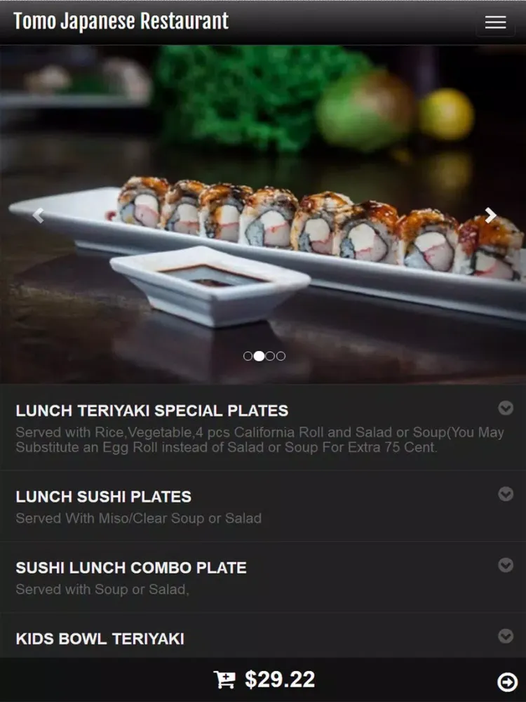 Tomo Japanese Restaurant iPad  سکرین شاٹس