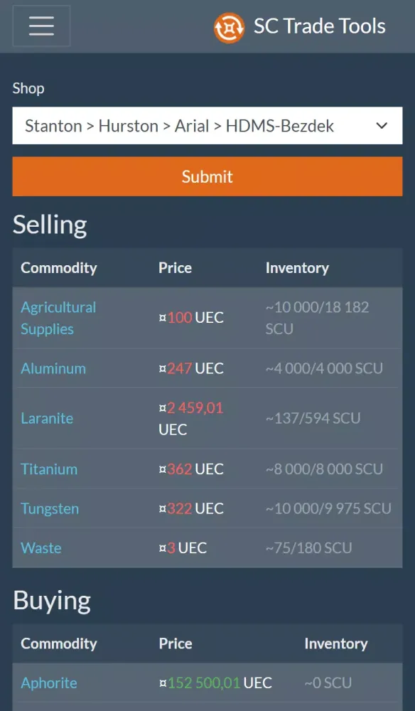 Ảnh chụp màn hình của SC Trade Tools