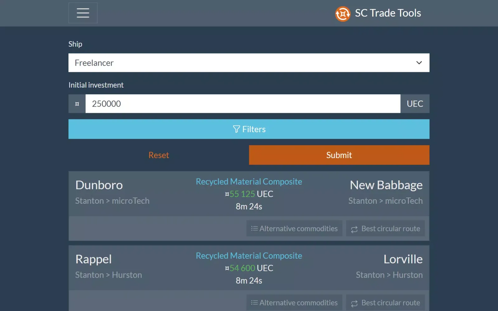 Ảnh chụp màn hình của SC Trade Tools