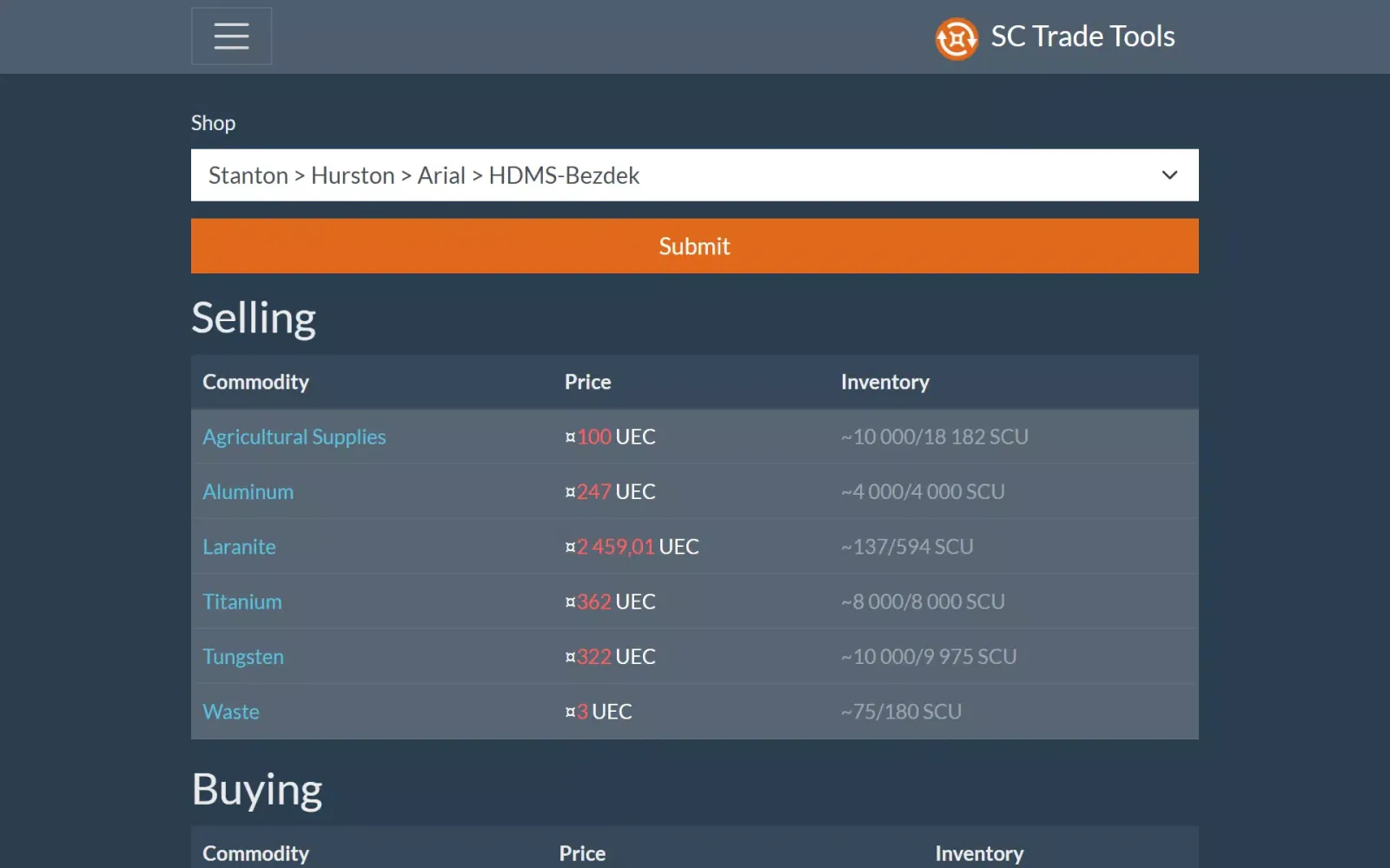 Ảnh chụp màn hình của SC Trade Tools