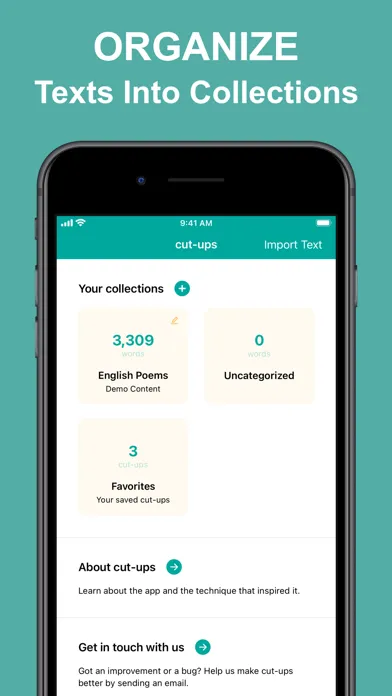 Screenshot di cut-ups: Creative Writing Tool